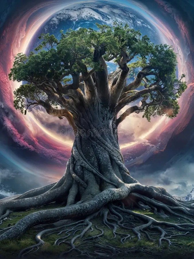 sacred-yggdrasil-tree-life-norse-mythology-massive-dense-canopy-thick-trunk-deep-roots-planet-earth-universe-325670794.webp